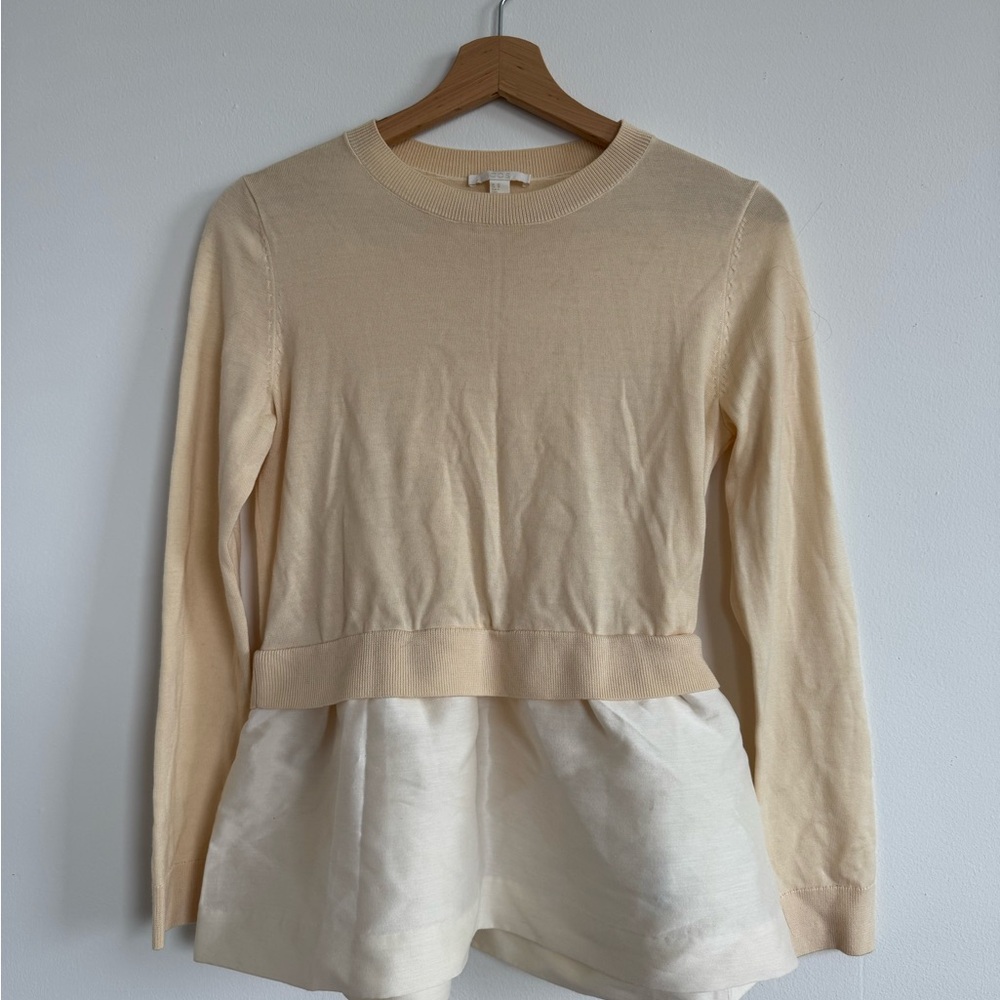 COS Elegant Cream Peplum Sweater Top